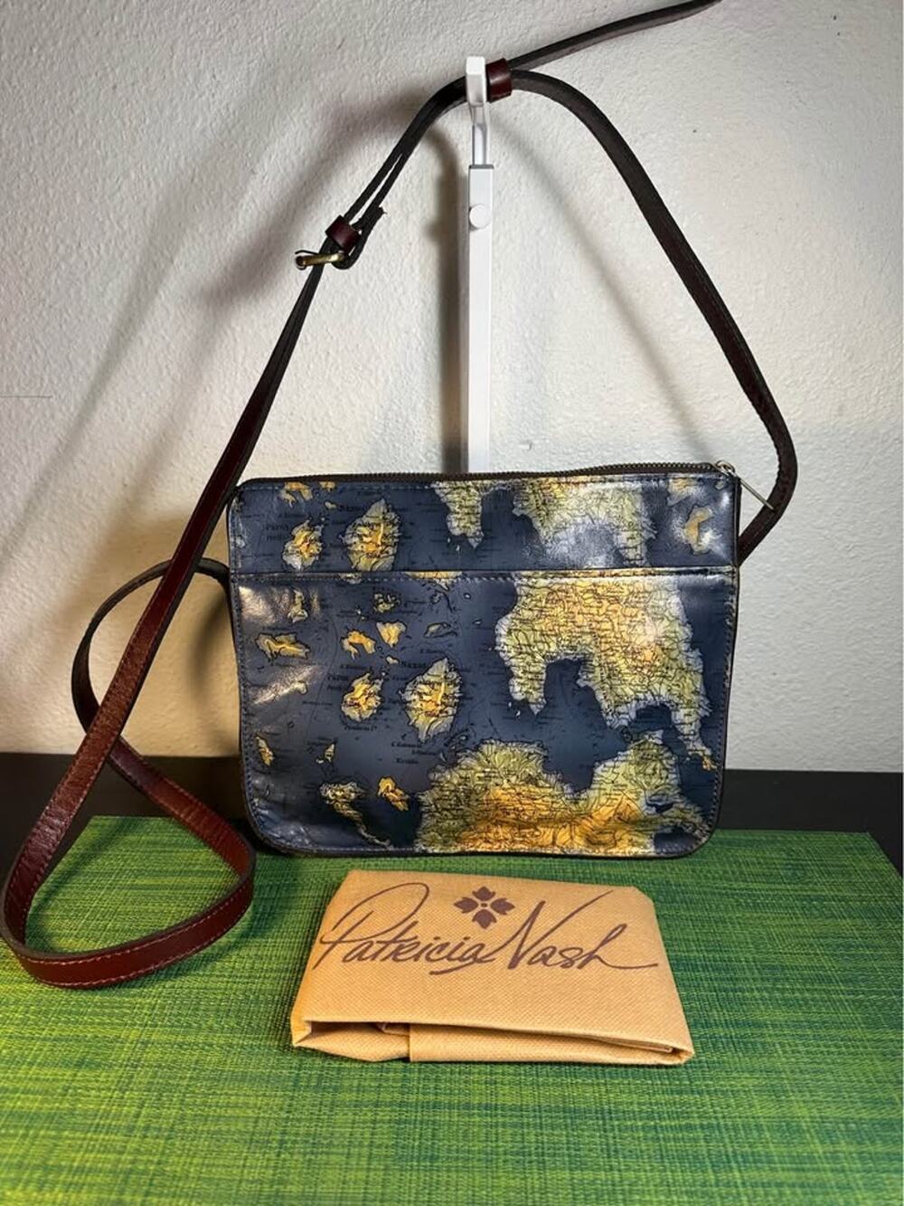 Patricia Nash Greek Map Leather Crossbody Bag